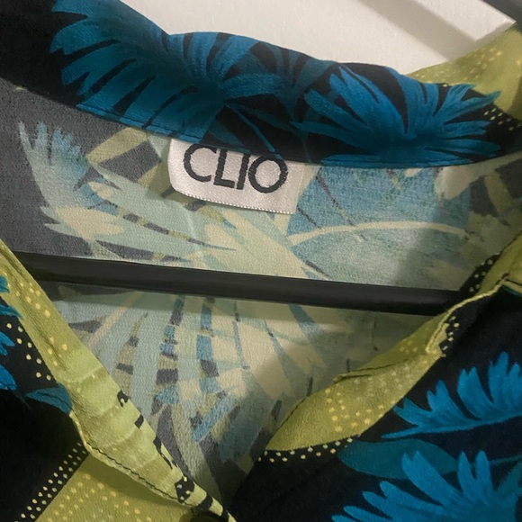 Vintage Clio Blue Green Hawaiian Medium Button Up - Picture 3 of 4